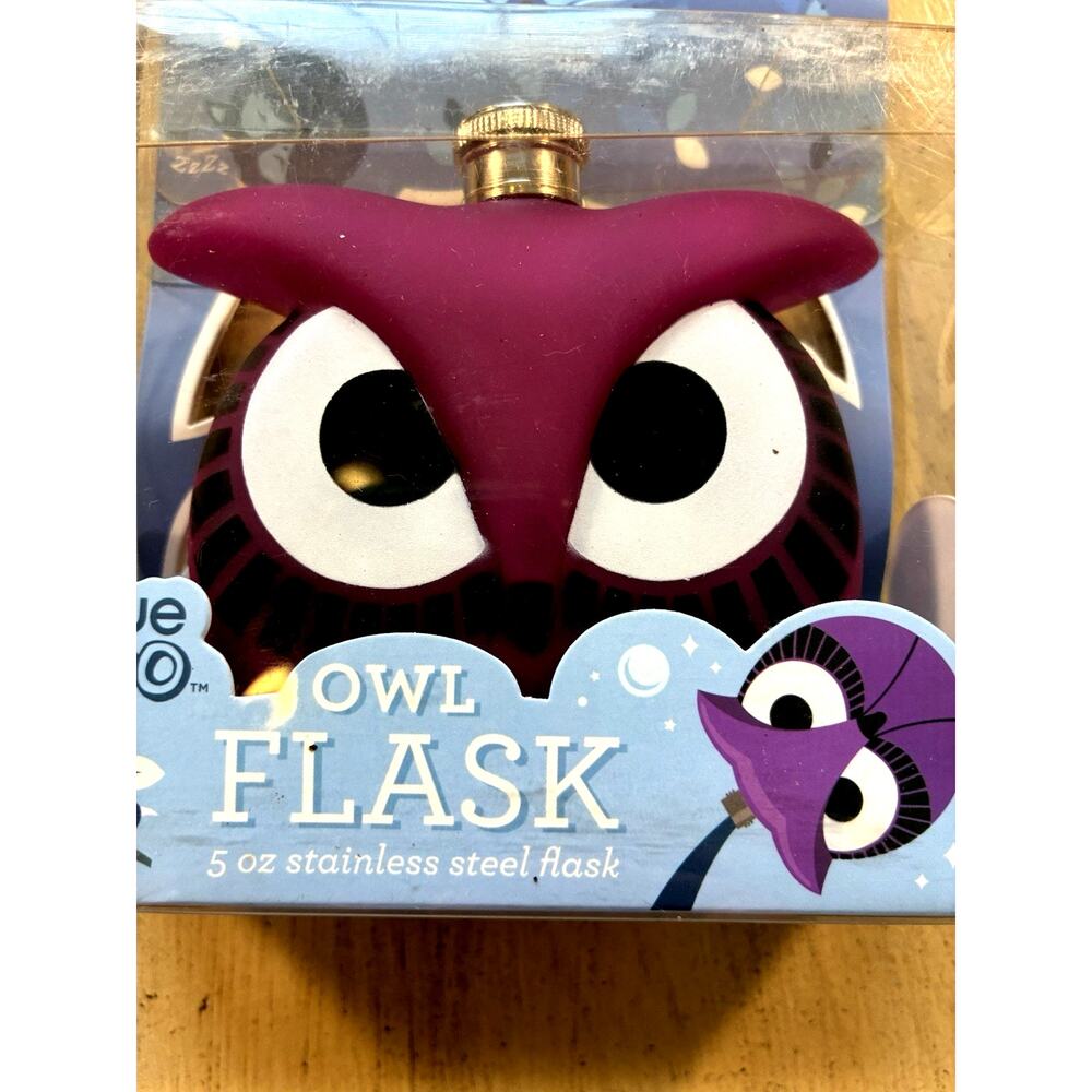 NEW Owl Flask Quirky Animal Drinkware Festival Accessory 5oz Bird Owls Purple